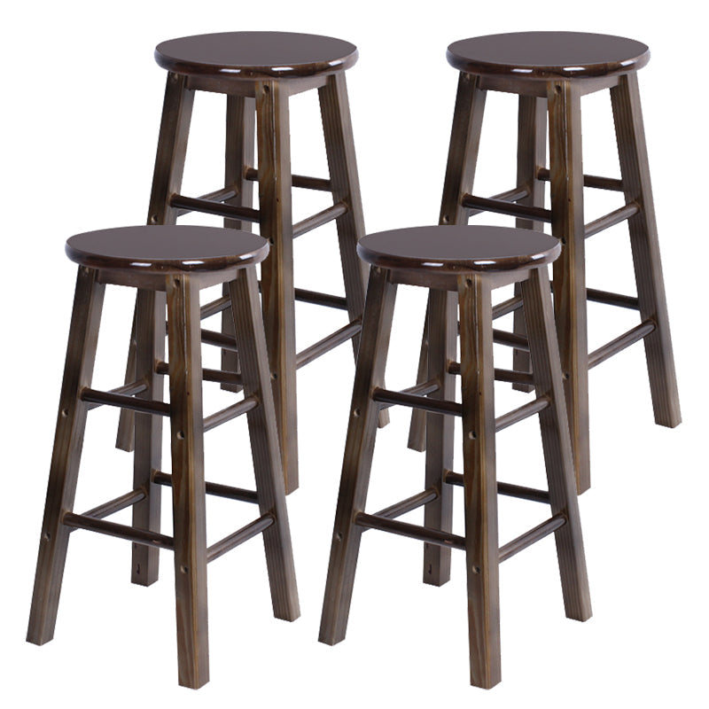 Modern Armless Counter Stool Wood Household Bar Stool with Pedal Brown 4 Piece Set Clearhalo 'Bar Furniture' 'Bar Stools' 'bar_stools' 'furn' 'furn_bar_stools' 'furniture_bar_stools' 'Kitchen & Dining Furniture' 'kitchen&dining_furn' 'kitchen' 'kitchen_furn' Furniture' 4186996