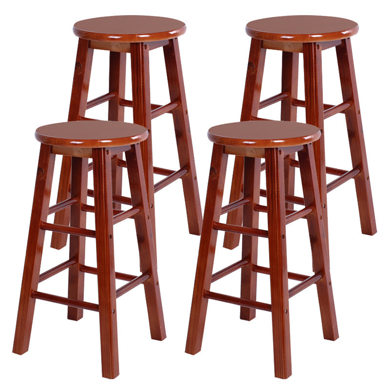 Modern Armless Counter Stool Wood Household Bar Stool with Pedal Walnut 4 Piece Set Clearhalo 'Bar Furniture' 'Bar Stools' 'bar_stools' 'furn' 'furn_bar_stools' 'furniture_bar_stools' 'Kitchen & Dining Furniture' 'kitchen&dining_furn' 'kitchen' 'kitchen_furn' Furniture' 4186997