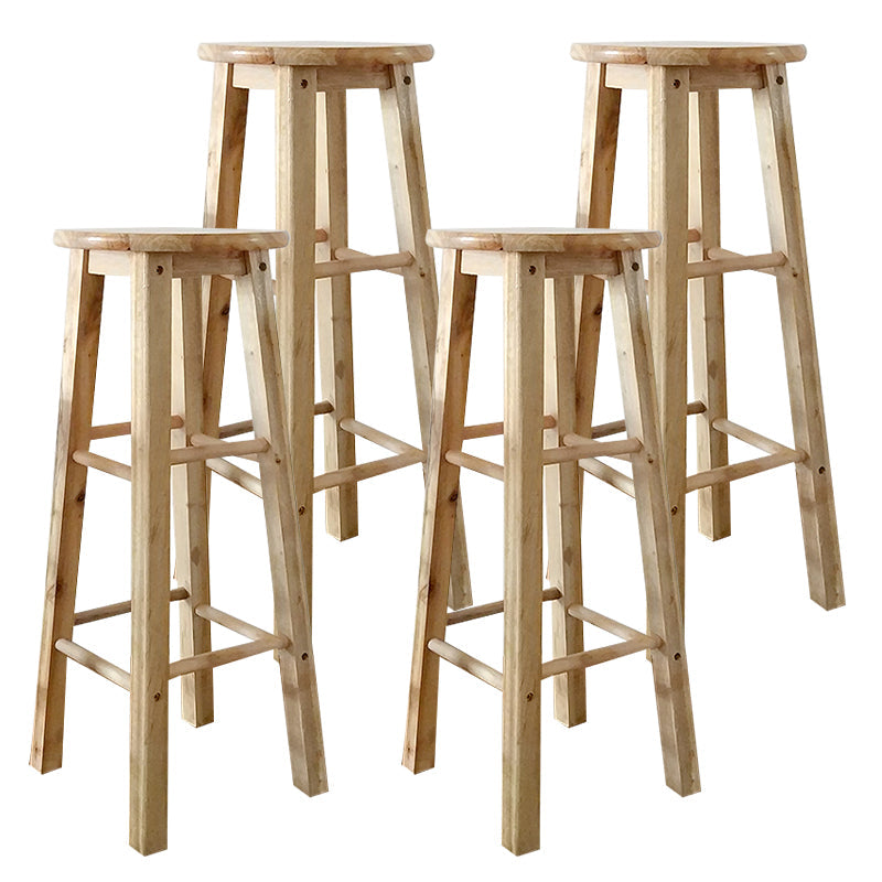 Modern Armless Counter Stool Wood Household Bar Stool with Pedal Natural 4 Piece Set Bar Stool(31"H) Clearhalo 'Bar Furniture' 'Bar Stools' 'bar_stools' 'furn' 'furn_bar_stools' 'furniture_bar_stools' 'Kitchen & Dining Furniture' 'kitchen&dining_furn' 'kitchen' 'kitchen_furn' Furniture' 4187000