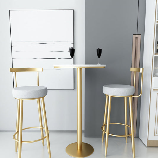 Glam Style Velvet Cushion Stool Low Back Bar Stool with Metal Leg Clearhalo 'Bar Furniture' 'Bar Stools' 'bar_stools' 'furn' 'furn_bar_stools' 'furniture_bar_stools' 'Kitchen & Dining Furniture' 'kitchen&dining_furn' 'kitchen' 'kitchen_furn' Furniture' 4187010