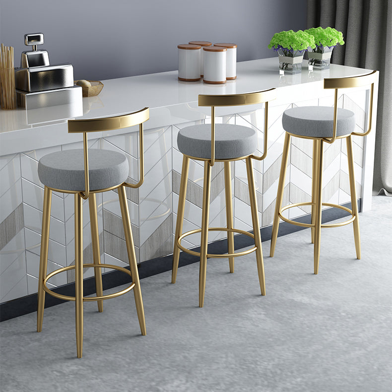 Glam Style Velvet Cushion Stool Low Back Bar Stool with Metal Leg Clearhalo 'Bar Furniture' 'Bar Stools' 'bar_stools' 'furn' 'furn_bar_stools' 'furniture_bar_stools' 'Kitchen & Dining Furniture' 'kitchen&dining_furn' 'kitchen' 'kitchen_furn' Furniture' 4187012