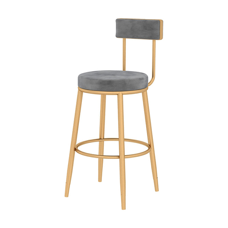 Glam Style Velvet Cushion Stool Low Back Bar Stool with Metal Leg Gray 1 Piece Clearhalo 'Bar Furniture' 'Bar Stools' 'bar_stools' 'furn' 'furn_bar_stools' 'furniture_bar_stools' 'Kitchen & Dining Furniture' 'kitchen&dining_furn' 'kitchen' 'kitchen_furn' Furniture' 4187013