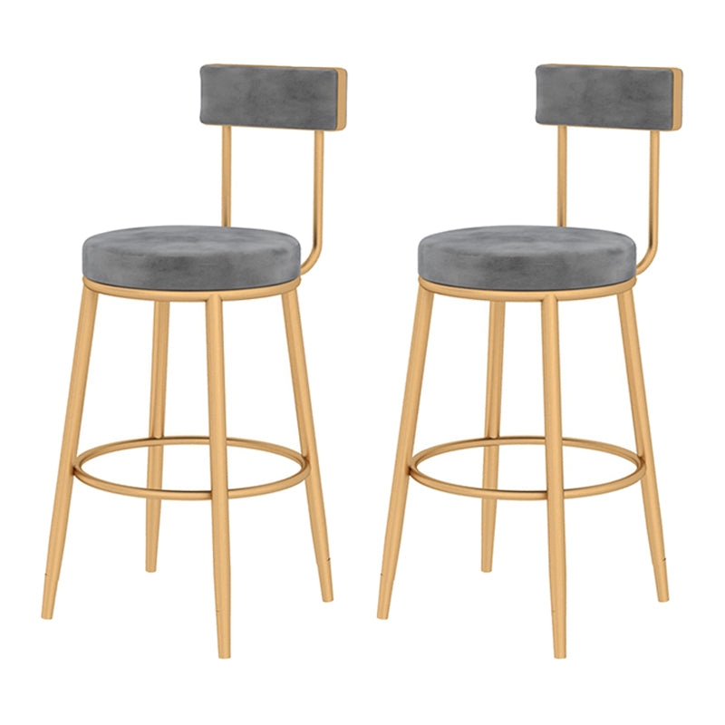 Glam Style Velvet Cushion Stool Low Back Bar Stool with Metal Leg Gray 2 Piece Set Clearhalo 'Bar Furniture' 'Bar Stools' 'bar_stools' 'furn' 'furn_bar_stools' 'furniture_bar_stools' 'Kitchen & Dining Furniture' 'kitchen&dining_furn' 'kitchen' 'kitchen_furn' Furniture' 4187014