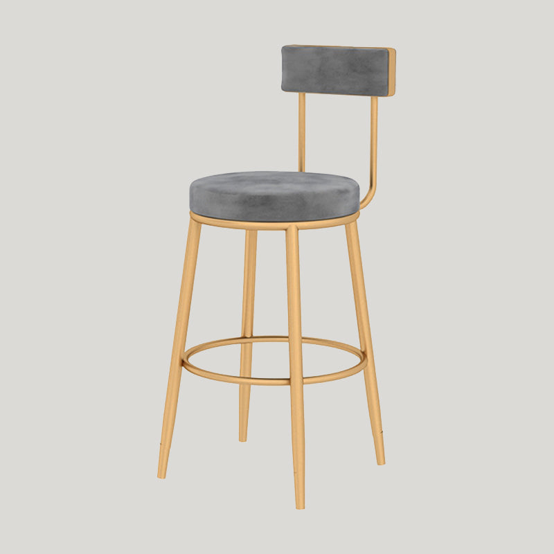 Glam Style Velvet Cushion Stool Low Back Bar Stool with Metal Leg Clearhalo 'Bar Furniture' 'Bar Stools' 'bar_stools' 'furn' 'furn_bar_stools' 'furniture_bar_stools' 'Kitchen & Dining Furniture' 'kitchen&dining_furn' 'kitchen' 'kitchen_furn' Furniture' 4187015