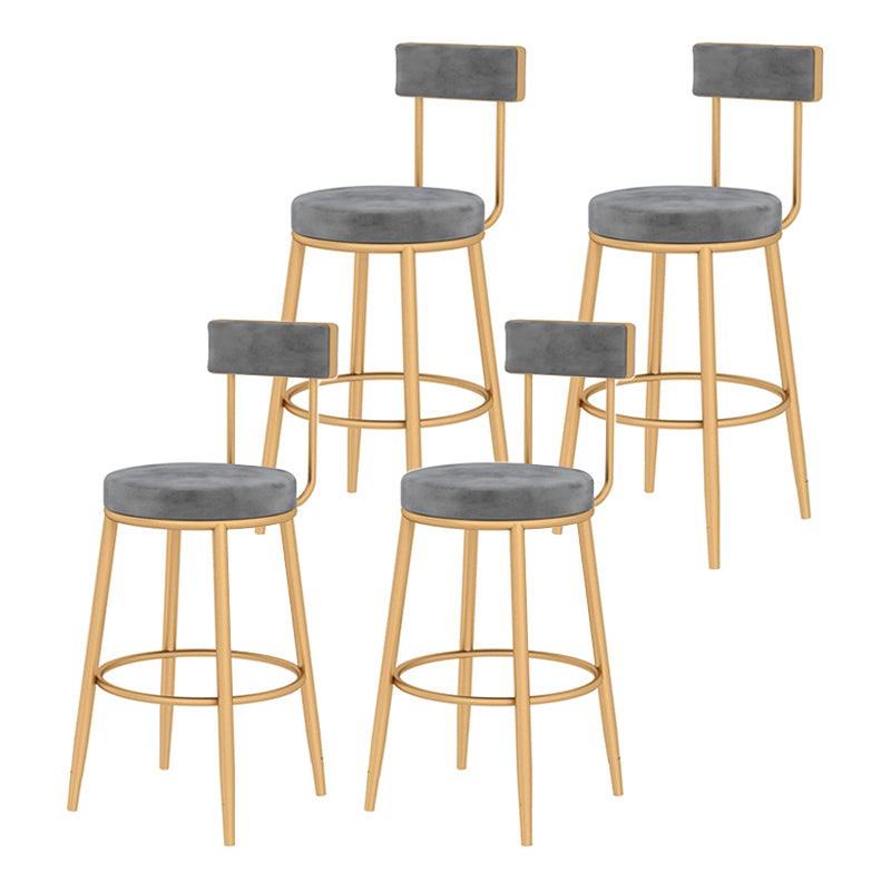 Glam Style Velvet Cushion Stool Low Back Bar Stool with Metal Leg Gray 4 Piece Set Clearhalo 'Bar Furniture' 'Bar Stools' 'bar_stools' 'furn' 'furn_bar_stools' 'furniture_bar_stools' 'Kitchen & Dining Furniture' 'kitchen&dining_furn' 'kitchen' 'kitchen_furn' Furniture' 4187017