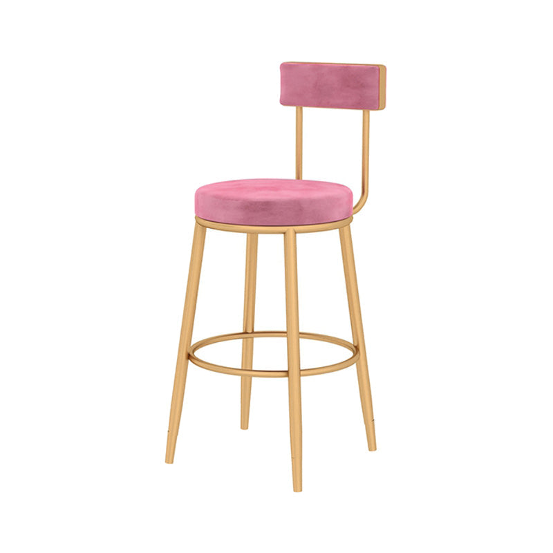 Glam Style Velvet Cushion Stool Low Back Bar Stool with Metal Leg Pink 1 Piece Clearhalo 'Bar Furniture' 'Bar Stools' 'bar_stools' 'furn' 'furn_bar_stools' 'furniture_bar_stools' 'Kitchen & Dining Furniture' 'kitchen&dining_furn' 'kitchen' 'kitchen_furn' Furniture' 4187019