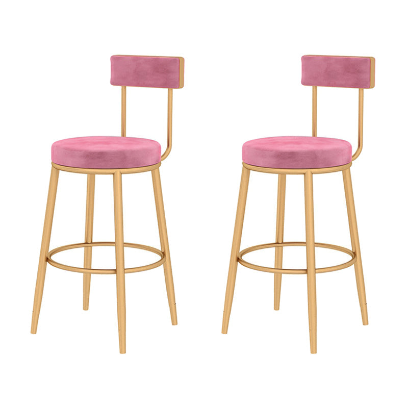 Glam Style Velvet Cushion Stool Low Back Bar Stool with Metal Leg Pink 2 Piece Set Clearhalo 'Bar Furniture' 'Bar Stools' 'bar_stools' 'furn' 'furn_bar_stools' 'furniture_bar_stools' 'Kitchen & Dining Furniture' 'kitchen&dining_furn' 'kitchen' 'kitchen_furn' Furniture' 4187021