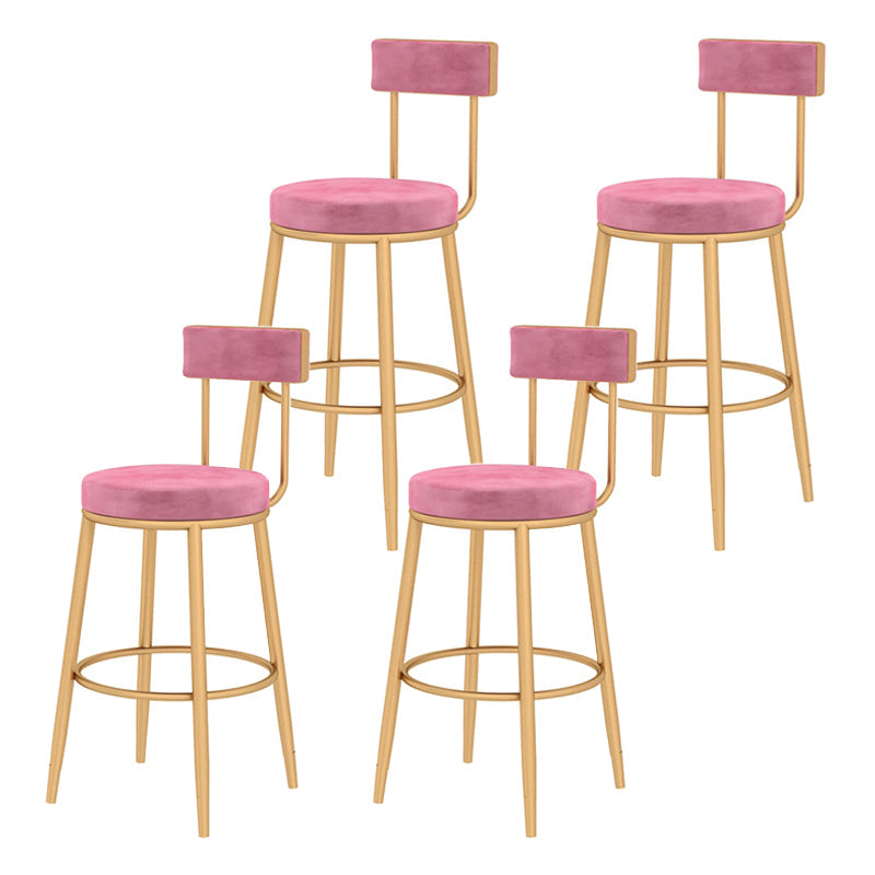 Glam Style Velvet Cushion Stool Low Back Bar Stool with Metal Leg Pink 4 Piece Set Clearhalo 'Bar Furniture' 'Bar Stools' 'bar_stools' 'furn' 'furn_bar_stools' 'furniture_bar_stools' 'Kitchen & Dining Furniture' 'kitchen&dining_furn' 'kitchen' 'kitchen_furn' Furniture' 4187023