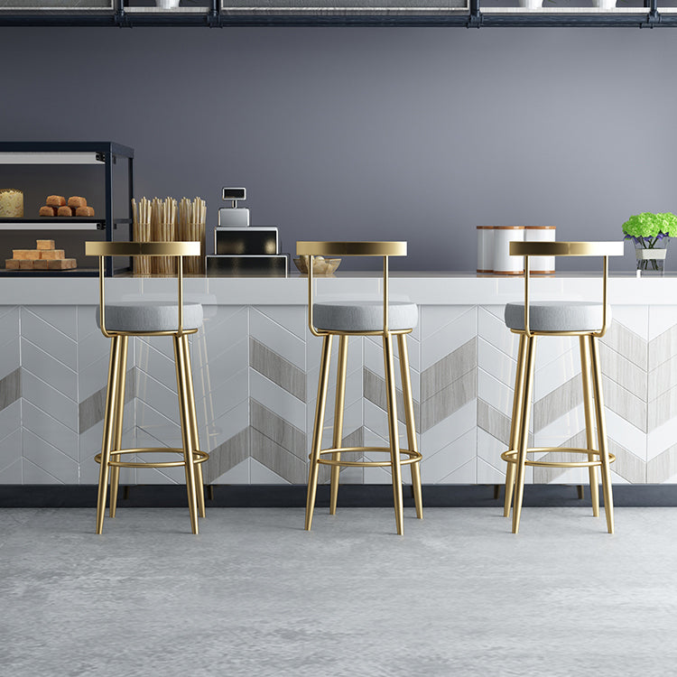 Glam Style Velvet Cushion Stool Low Back Bar Stool with Metal Leg Clearhalo 'Bar Furniture' 'Bar Stools' 'bar_stools' 'furn' 'furn_bar_stools' 'furniture_bar_stools' 'Kitchen & Dining Furniture' 'kitchen&dining_furn' 'kitchen' 'kitchen_furn' Furniture' 4187024