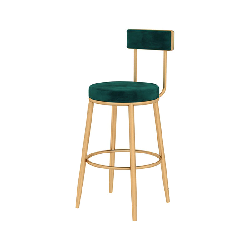 Glam Style Velvet Cushion Stool Low Back Bar Stool with Metal Leg Green 1 Piece Clearhalo 'Bar Furniture' 'Bar Stools' 'bar_stools' 'furn' 'furn_bar_stools' 'furniture_bar_stools' 'Kitchen & Dining Furniture' 'kitchen&dining_furn' 'kitchen' 'kitchen_furn' Furniture' 4187025