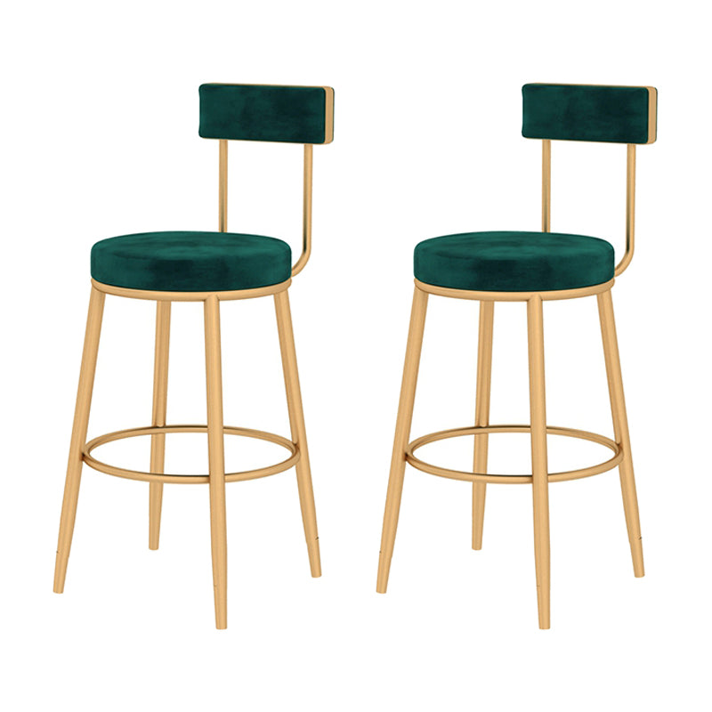 Glam Style Velvet Cushion Stool Low Back Bar Stool with Metal Leg Green 2 Piece Set Clearhalo 'Bar Furniture' 'Bar Stools' 'bar_stools' 'furn' 'furn_bar_stools' 'furniture_bar_stools' 'Kitchen & Dining Furniture' 'kitchen&dining_furn' 'kitchen' 'kitchen_furn' Furniture' 4187026