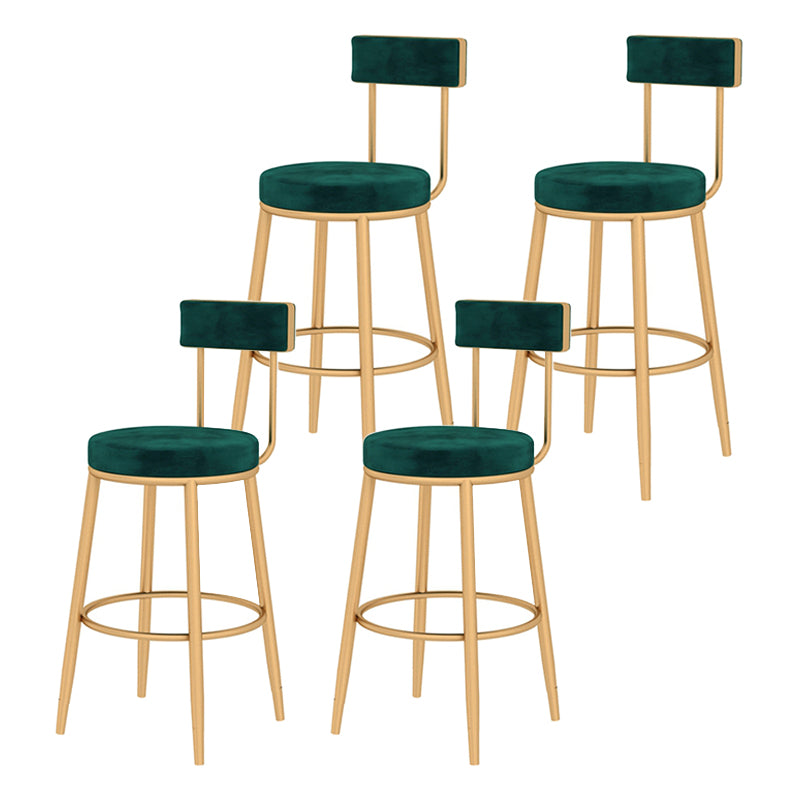 Glam Style Velvet Cushion Stool Low Back Bar Stool with Metal Leg Green 4 Piece Set Clearhalo 'Bar Furniture' 'Bar Stools' 'bar_stools' 'furn' 'furn_bar_stools' 'furniture_bar_stools' 'Kitchen & Dining Furniture' 'kitchen&dining_furn' 'kitchen' 'kitchen_furn' Furniture' 4187027