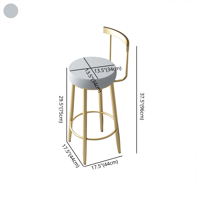 Glam Style Velvet Cushion Stool Low Back Bar Stool with Metal Leg Clearhalo 'Bar Furniture' 'Bar Stools' 'bar_stools' 'furn' 'furn_bar_stools' 'furniture_bar_stools' 'Kitchen & Dining Furniture' 'kitchen&dining_furn' 'kitchen' 'kitchen_furn' Furniture' 4187037