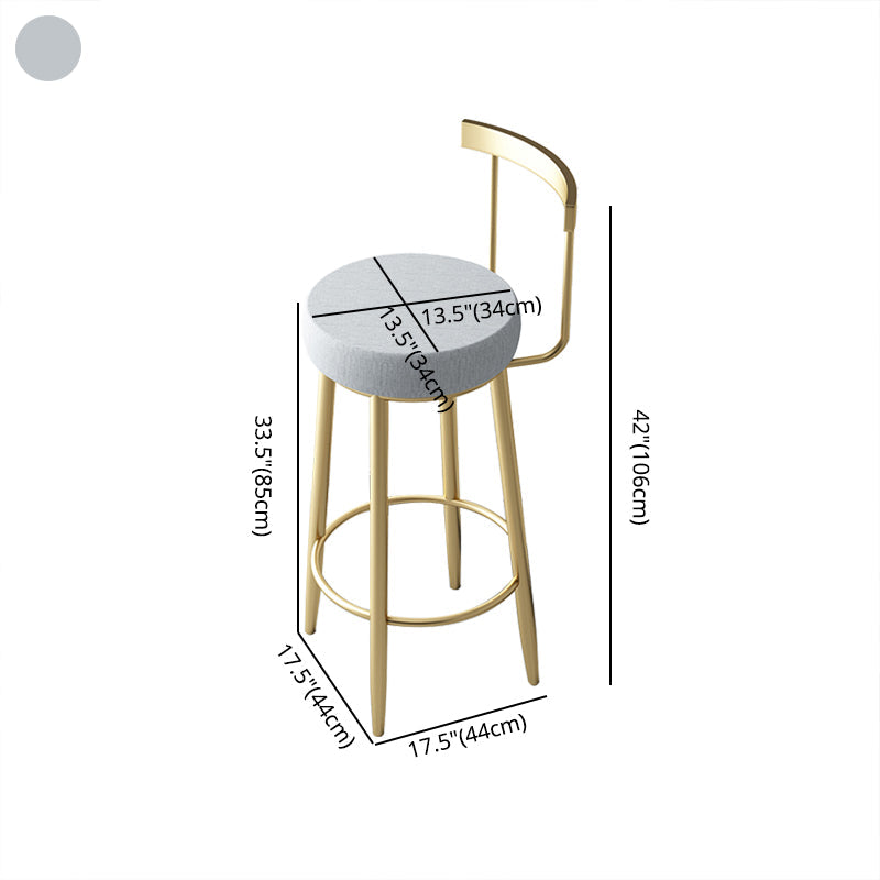 Glam Style Velvet Cushion Stool Low Back Bar Stool with Metal Leg Clearhalo 'Bar Furniture' 'Bar Stools' 'bar_stools' 'furn' 'furn_bar_stools' 'furniture_bar_stools' 'Kitchen & Dining Furniture' 'kitchen&dining_furn' 'kitchen' 'kitchen_furn' Furniture' 4187038