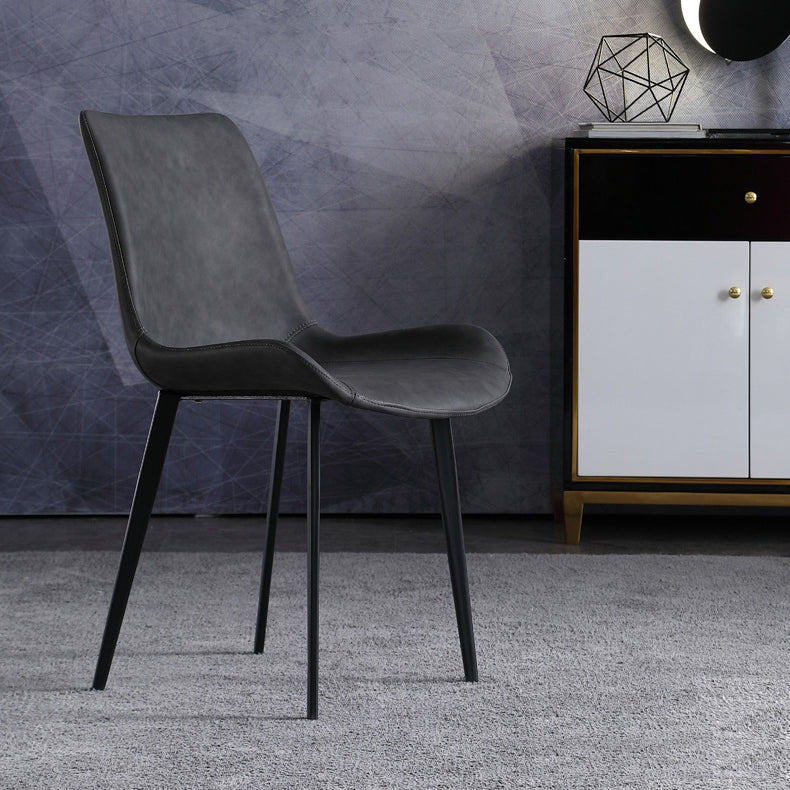 Industrial Indoor Arm Chair Solid Back Metal Upholstered Dining Room Chair Clearhalo ' kitchen&dining_furn' 'Dining Chairs' 'Dining Tables & Seating' 'dining_chair' 'furn' 'furn_dining_chair' 'Furniture' 'furniture_dining_chair' 'Kitchen & Dining Furniture' 'kitchen' 4195551