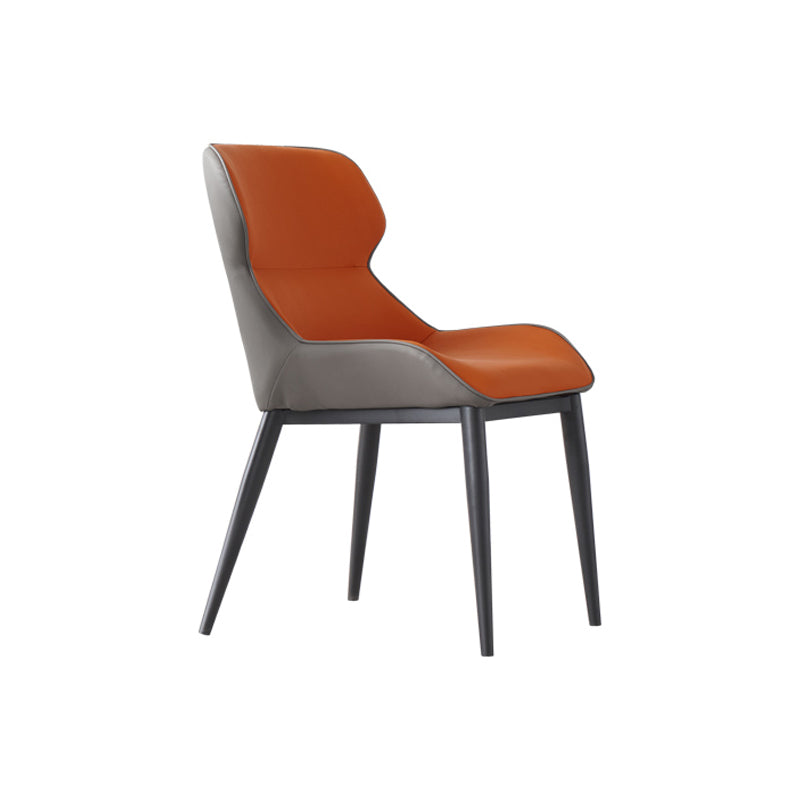 Contemporary Style Dining Room Chairs Dining Wingback Arm Chair with Metal Legs Orange 1 Piece Clearhalo ' kitchen&dining_furn' 'Dining Chairs' 'Dining Tables & Seating' 'dining_chair' 'furn' 'furn_dining_chair' 'Furniture' 'furniture_dining_chair' 'Kitchen & Dining Furniture' 'kitchen' 4195562