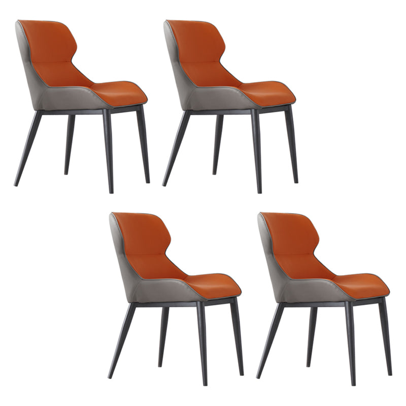 Contemporary Style Dining Room Chairs Dining Wingback Arm Chair with Metal Legs Orange 4 Piece Set Clearhalo ' kitchen&dining_furn' 'Dining Chairs' 'Dining Tables & Seating' 'dining_chair' 'furn' 'furn_dining_chair' 'Furniture' 'furniture_dining_chair' 'Kitchen & Dining Furniture' 'kitchen' 4195566