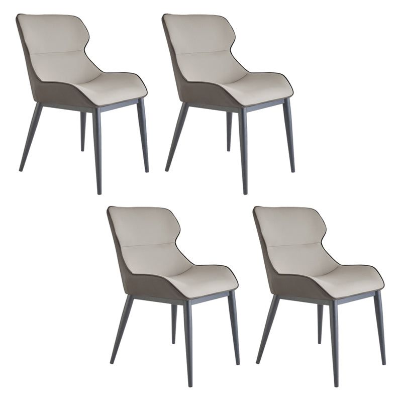 Contemporary Style Dining Room Chairs Dining Wingback Arm Chair with Metal Legs Light Gray 4 Piece Set Clearhalo ' kitchen&dining_furn' 'Dining Chairs' 'Dining Tables & Seating' 'dining_chair' 'furn' 'furn_dining_chair' 'Furniture' 'furniture_dining_chair' 'Kitchen & Dining Furniture' 'kitchen' 4195572