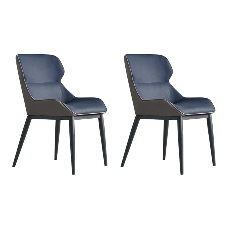 Contemporary Style Dining Room Chairs Dining Wingback Arm Chair with Metal Legs Blue 2 Piece Set Clearhalo ' kitchen&dining_furn' 'Dining Chairs' 'Dining Tables & Seating' 'dining_chair' 'furn' 'furn_dining_chair' 'Furniture' 'furniture_dining_chair' 'Kitchen & Dining Furniture' 'kitchen' 4195575