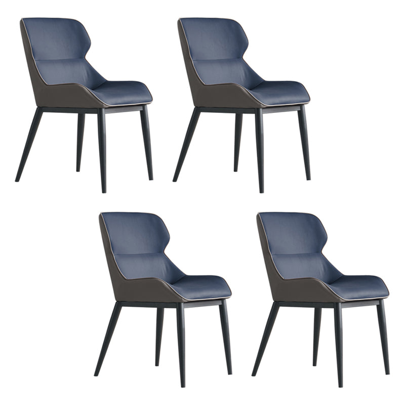 Contemporary Style Dining Room Chairs Dining Wingback Arm Chair with Metal Legs Blue 4 Piece Set Clearhalo ' kitchen&dining_furn' 'Dining Chairs' 'Dining Tables & Seating' 'dining_chair' 'furn' 'furn_dining_chair' 'Furniture' 'furniture_dining_chair' 'Kitchen & Dining Furniture' 'kitchen' 4195577