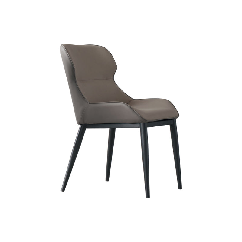 Contemporary Style Dining Room Chairs Dining Wingback Arm Chair with Metal Legs Dark Gray 1 Piece Clearhalo ' kitchen&dining_furn' 'Dining Chairs' 'Dining Tables & Seating' 'dining_chair' 'furn' 'furn_dining_chair' 'Furniture' 'furniture_dining_chair' 'Kitchen & Dining Furniture' 'kitchen' 4195579