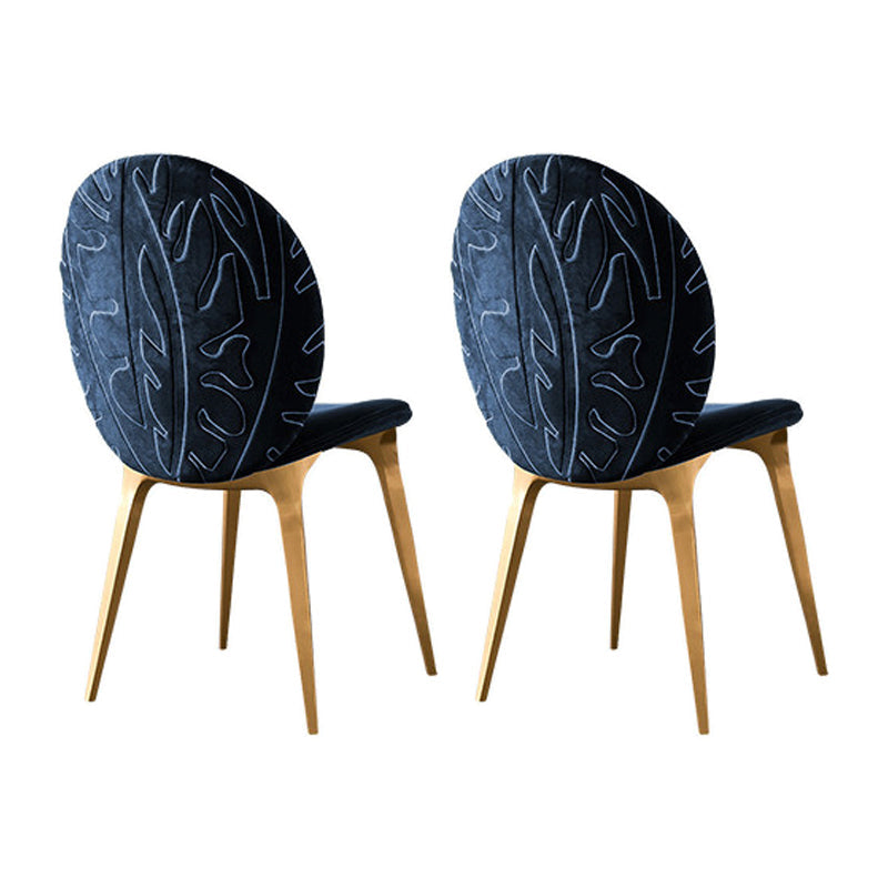 Home Dining Side Chair Armless Dining Chairs with Metal Legs (Set of 2) Dark Blue Clearhalo ' kitchen&dining_furn' 'Dining Chairs' 'Dining Tables & Seating' 'dining_chair' 'furn' 'furn_dining_chair' 'Furniture' 'furniture_dining_chair' 'Kitchen & Dining Furniture' 'kitchen' 4195584