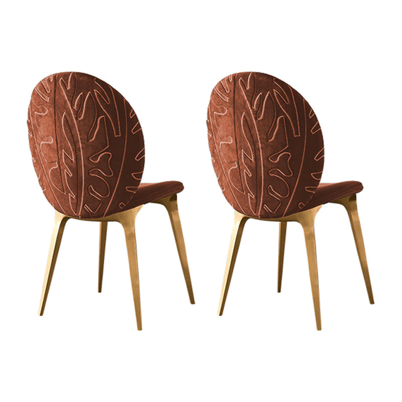 Home Dining Side Chair Armless Dining Chairs with Metal Legs (Set of 2) Orange Clearhalo ' kitchen&dining_furn' 'Dining Chairs' 'Dining Tables & Seating' 'dining_chair' 'furn' 'furn_dining_chair' 'Furniture' 'furniture_dining_chair' 'Kitchen & Dining Furniture' 'kitchen' 4195585