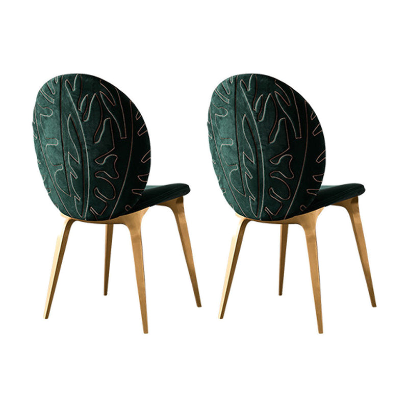 Home Dining Side Chair Armless Dining Chairs with Metal Legs (Set of 2) Blackish Green Clearhalo ' kitchen&dining_furn' 'Dining Chairs' 'Dining Tables & Seating' 'dining_chair' 'furn' 'furn_dining_chair' 'Furniture' 'furniture_dining_chair' 'Kitchen & Dining Furniture' 'kitchen' 4195587