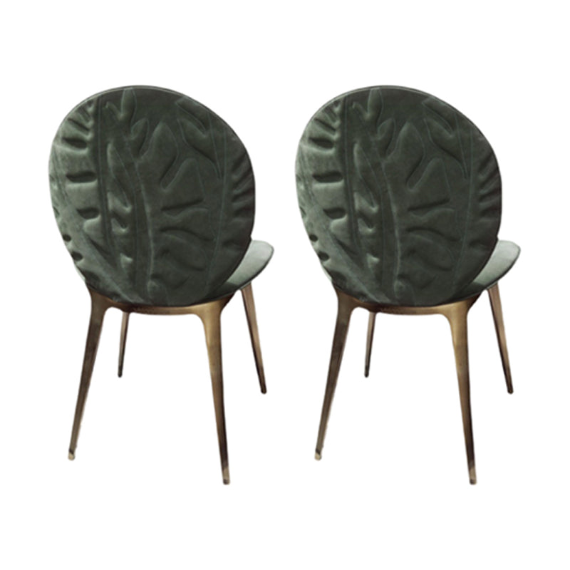 Home Dining Side Chair Armless Dining Chairs with Metal Legs (Set of 2) Dark Green Clearhalo ' kitchen&dining_furn' 'Dining Chairs' 'Dining Tables & Seating' 'dining_chair' 'furn' 'furn_dining_chair' 'Furniture' 'furniture_dining_chair' 'Kitchen & Dining Furniture' 'kitchen' 4195589