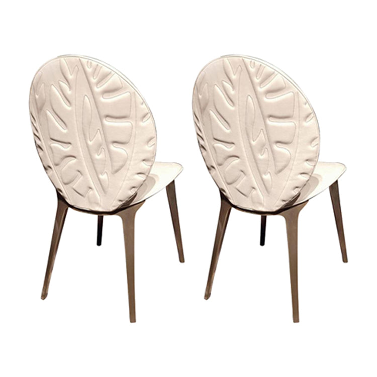 Home Dining Side Chair Armless Dining Chairs with Metal Legs (Set of 2) Cream Clearhalo ' kitchen&dining_furn' 'Dining Chairs' 'Dining Tables & Seating' 'dining_chair' 'furn' 'furn_dining_chair' 'Furniture' 'furniture_dining_chair' 'Kitchen & Dining Furniture' 'kitchen' 4195595