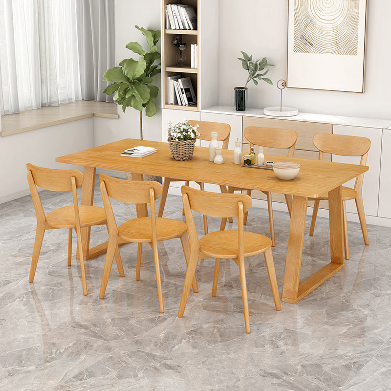 Modern Pine Solid Wood Table Rectangle Table with Double Pedestal Base Clearhalo ' dining_table' 'Dining Tables & Seating' 'Dining Tables' 'furn' 'furn_dining_table' 'Furniture' 'furniture_dining_table' 'Kitchen & Dining Furniture' 'kitchen&dining_furn' 'kitchen' 'kitchen_dining_table' 4195599