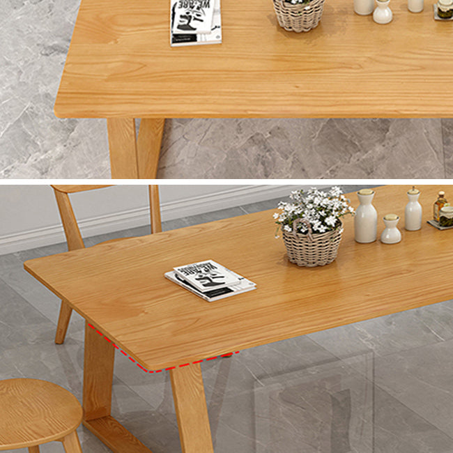 Modern Pine Solid Wood Table Rectangle Table with Double Pedestal Base Clearhalo ' dining_table' 'Dining Tables & Seating' 'Dining Tables' 'furn' 'furn_dining_table' 'Furniture' 'furniture_dining_table' 'Kitchen & Dining Furniture' 'kitchen&dining_furn' 'kitchen' 'kitchen_dining_table' 4195604