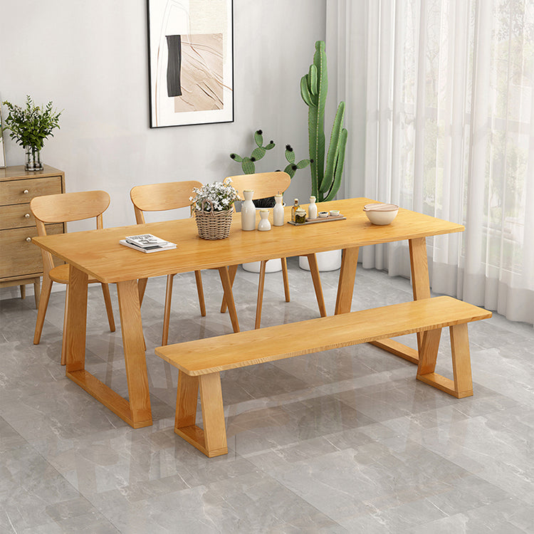 Modern Pine Solid Wood Table Rectangle Table with Double Pedestal Base Clearhalo ' dining_table' 'Dining Tables & Seating' 'Dining Tables' 'furn' 'furn_dining_table' 'Furniture' 'furniture_dining_table' 'Kitchen & Dining Furniture' 'kitchen&dining_furn' 'kitchen' 'kitchen_dining_table' 4195608