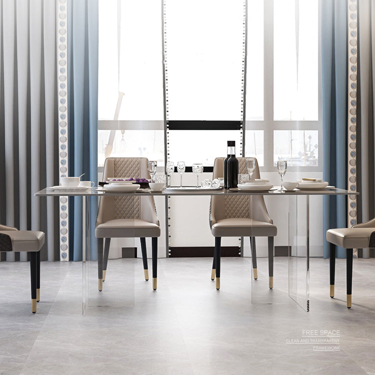 Acrylic Traditional Luxury Indoor Table Rectangle Sintered Stone Table Clearhalo ' dining_table' 'Dining Tables & Seating' 'Dining Tables' 'furn' 'furn_dining_table' 'Furniture' 'furniture_dining_table' 'Kitchen & Dining Furniture' 'kitchen&dining_furn' 'kitchen' 'kitchen_dining_table' 4195634