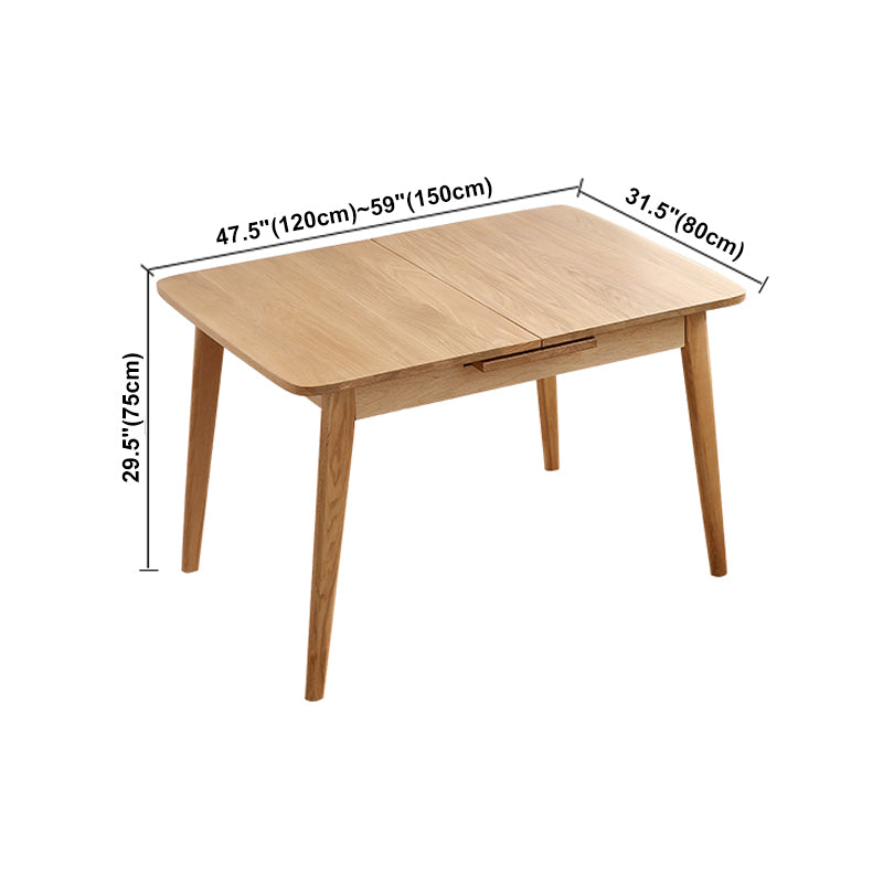 Extendable Rectangle Dining Table Modern Adjustable Oak Wood Table with 4 Legs for restaurant Clearhalo ' dining_table' 'Dining Tables & Seating' 'Dining Tables' 'furn' 'furn_dining_table' 'Furniture' 'furniture_dining_table' 'Kitchen & Dining Furniture' 'kitchen&dining_furn' 'kitchen' 'kitchen_dining_table' 4195657