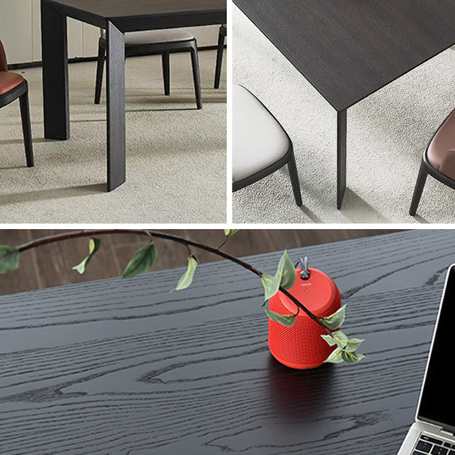 Modern Ash Wood Table in Black for Restaurant Rectangle Dining Table with 4 Legs Clearhalo ' dining_table' 'Dining Tables & Seating' 'Dining Tables' 'furn' 'furn_dining_table' 'Furniture' 'furniture_dining_table' 'Kitchen & Dining Furniture' 'kitchen&dining_furn' 'kitchen' 'kitchen_dining_table' 4195663