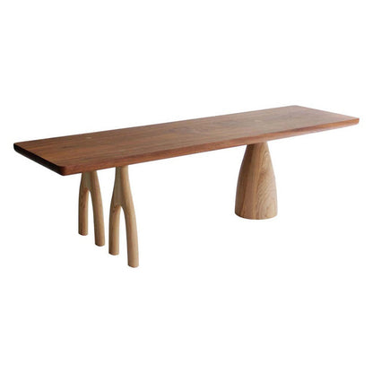 Modern Solid Wood Table in Brown for Restaurant Rectangle Dining Table with 3 Legs Without Chairs Clearhalo ' dining_table' 'Dining Tables & Seating' 'Dining Tables' 'furn' 'furn_dining_table' 'Furniture' 'furniture_dining_table' 'Kitchen & Dining Furniture' 'kitchen&dining_furn' 'kitchen' 'kitchen_dining_table' 4195683