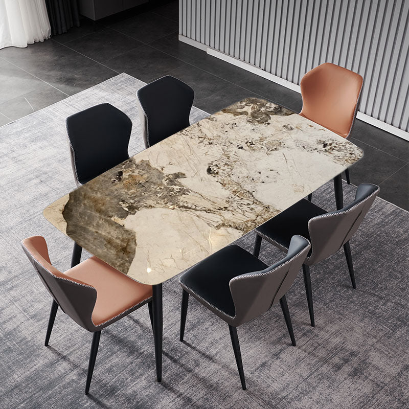Simple Sintered Stone Standard Table Rectangle Shape Kitchen Dining Table with 4 Legs Base Clearhalo ' dining_table' 'Dining Tables & Seating' 'Dining Tables' 'furn' 'furn_dining_table' 'Furniture' 'furniture_dining_table' 'Kitchen & Dining Furniture' 'kitchen&dining_furn' 'kitchen' 'kitchen_dining_table' 4195717