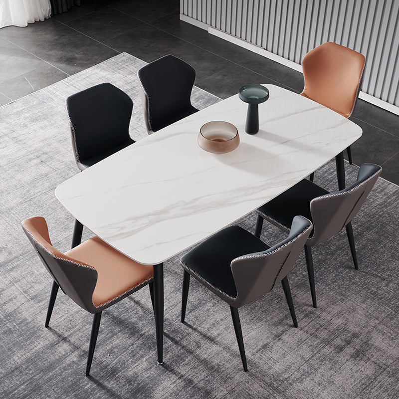 Simple Sintered Stone Standard Table Rectangle Shape Kitchen Dining Table with 4 Legs Base Clearhalo ' dining_table' 'Dining Tables & Seating' 'Dining Tables' 'furn' 'furn_dining_table' 'Furniture' 'furniture_dining_table' 'Kitchen & Dining Furniture' 'kitchen&dining_furn' 'kitchen' 'kitchen_dining_table' 4195718