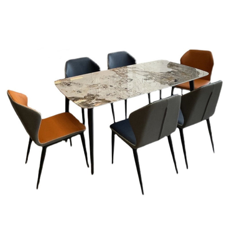 Simple Sintered Stone Standard Table Rectangle Shape Kitchen Dining Table with 4 Legs Base Pandora Gold Without Chairs Clearhalo ' dining_table' 'Dining Tables & Seating' 'Dining Tables' 'furn' 'furn_dining_table' 'Furniture' 'furniture_dining_table' 'Kitchen & Dining Furniture' 'kitchen&dining_furn' 'kitchen' 'kitchen_dining_table' 4195723