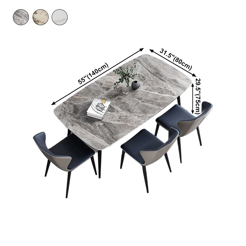 Simple Sintered Stone Standard Table Rectangle Shape Kitchen Dining Table with 4 Legs Base Clearhalo ' dining_table' 'Dining Tables & Seating' 'Dining Tables' 'furn' 'furn_dining_table' 'Furniture' 'furniture_dining_table' 'Kitchen & Dining Furniture' 'kitchen&dining_furn' 'kitchen' 'kitchen_dining_table' 4195726