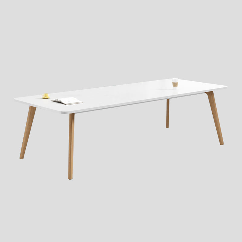 Manufactured Wood Contemporary Rectangle Table White Wood Top Table with 4 Legs Without Chairs Clearhalo ' dining_table' 'Dining Tables & Seating' 'Dining Tables' 'furn' 'furn_dining_table' 'Furniture' 'furniture_dining_table' 'Kitchen & Dining Furniture' 'kitchen&dining_furn' 'kitchen' 'kitchen_dining_table' 4195732