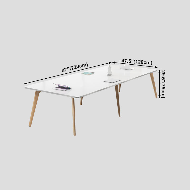 Manufactured Wood Contemporary Rectangle Table White Wood Top Table with 4 Legs Clearhalo ' dining_table' 'Dining Tables & Seating' 'Dining Tables' 'furn' 'furn_dining_table' 'Furniture' 'furniture_dining_table' 'Kitchen & Dining Furniture' 'kitchen&dining_furn' 'kitchen' 'kitchen_dining_table' 4195740
