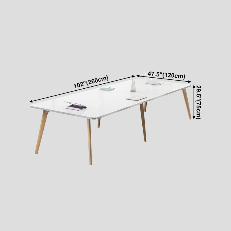 Manufactured Wood Contemporary Rectangle Table White Wood Top Table with 4 Legs Clearhalo ' dining_table' 'Dining Tables & Seating' 'Dining Tables' 'furn' 'furn_dining_table' 'Furniture' 'furniture_dining_table' 'Kitchen & Dining Furniture' 'kitchen&dining_furn' 'kitchen' 'kitchen_dining_table' 4195742