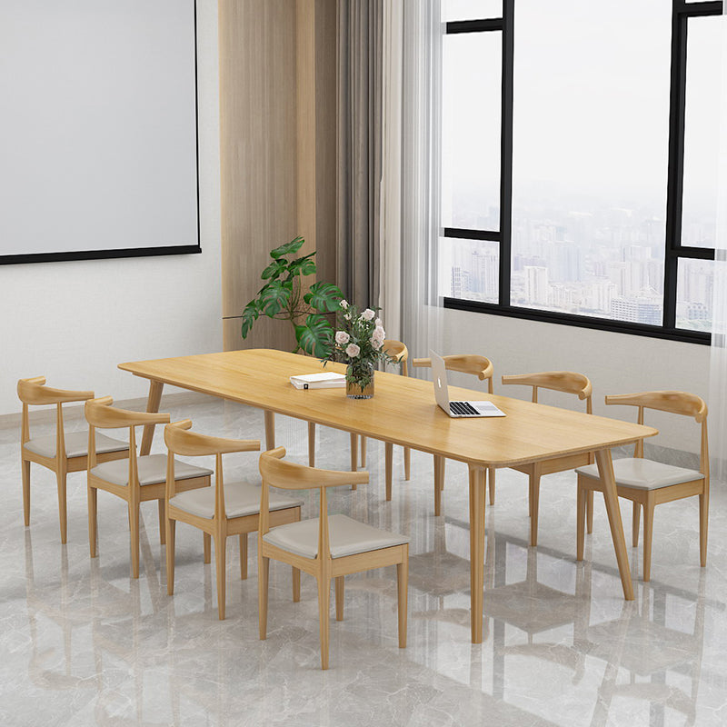 Rectangle 4 Legs Minimalist Table Wood Color Fixed Table of Solid Wood Clearhalo ' dining_table' 'Dining Tables & Seating' 'Dining Tables' 'furn' 'furn_dining_table' 'Furniture' 'furniture_dining_table' 'Kitchen & Dining Furniture' 'kitchen&dining_furn' 'kitchen' 'kitchen_dining_table' 4195747