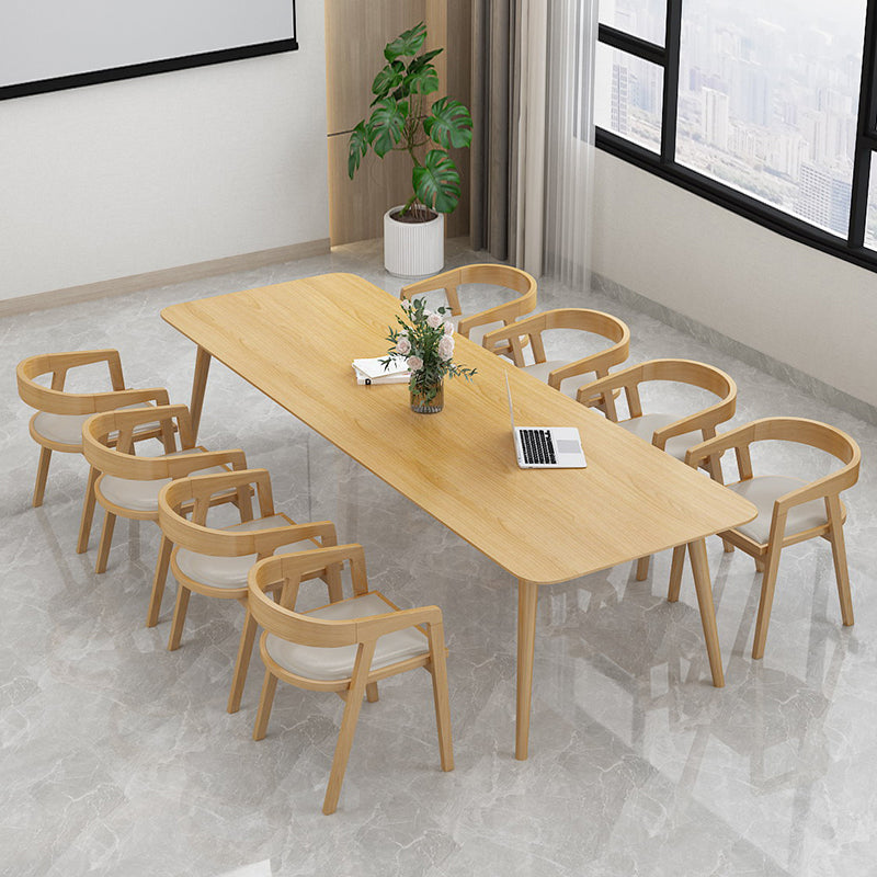 Rectangle 4 Legs Minimalist Table Wood Color Fixed Table of Solid Wood Clearhalo ' dining_table' 'Dining Tables & Seating' 'Dining Tables' 'furn' 'furn_dining_table' 'Furniture' 'furniture_dining_table' 'Kitchen & Dining Furniture' 'kitchen&dining_furn' 'kitchen' 'kitchen_dining_table' 4195749
