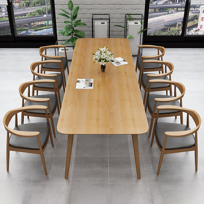 Rectangle 4 Legs Minimalist Table Wood Color Fixed Table of Solid Wood Clearhalo ' dining_table' 'Dining Tables & Seating' 'Dining Tables' 'furn' 'furn_dining_table' 'Furniture' 'furniture_dining_table' 'Kitchen & Dining Furniture' 'kitchen&dining_furn' 'kitchen' 'kitchen_dining_table' 4195753