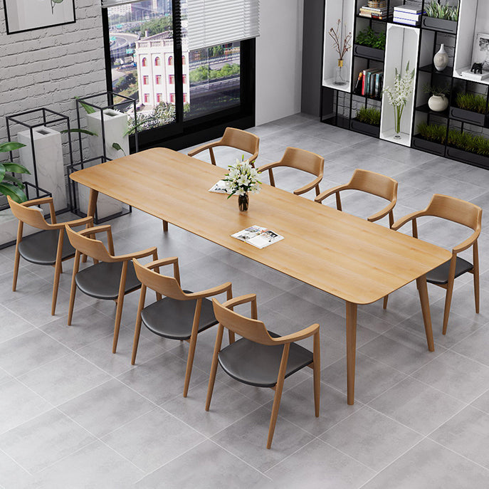 Rectangle 4 Legs Minimalist Table Wood Color Fixed Table of Solid Wood Clearhalo ' dining_table' 'Dining Tables & Seating' 'Dining Tables' 'furn' 'furn_dining_table' 'Furniture' 'furniture_dining_table' 'Kitchen & Dining Furniture' 'kitchen&dining_furn' 'kitchen' 'kitchen_dining_table' 4195754
