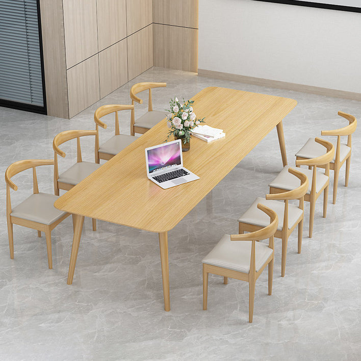Rectangle 4 Legs Minimalist Table Wood Color Fixed Table of Solid Wood Clearhalo ' dining_table' 'Dining Tables & Seating' 'Dining Tables' 'furn' 'furn_dining_table' 'Furniture' 'furniture_dining_table' 'Kitchen & Dining Furniture' 'kitchen&dining_furn' 'kitchen' 'kitchen_dining_table' 4195755