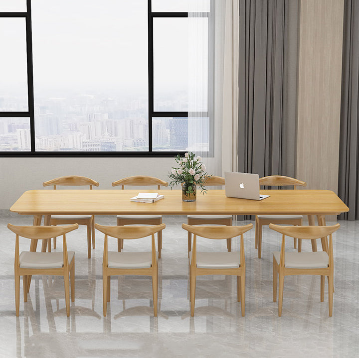 Rectangle 4 Legs Minimalist Table Wood Color Fixed Table of Solid Wood Clearhalo ' dining_table' 'Dining Tables & Seating' 'Dining Tables' 'furn' 'furn_dining_table' 'Furniture' 'furniture_dining_table' 'Kitchen & Dining Furniture' 'kitchen&dining_furn' 'kitchen' 'kitchen_dining_table' 4195756